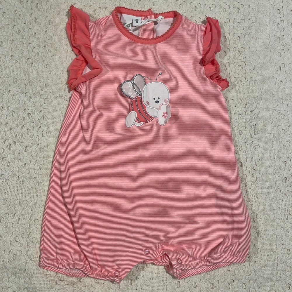 i DO Striped Ruffle Bumblebee Romper 9M